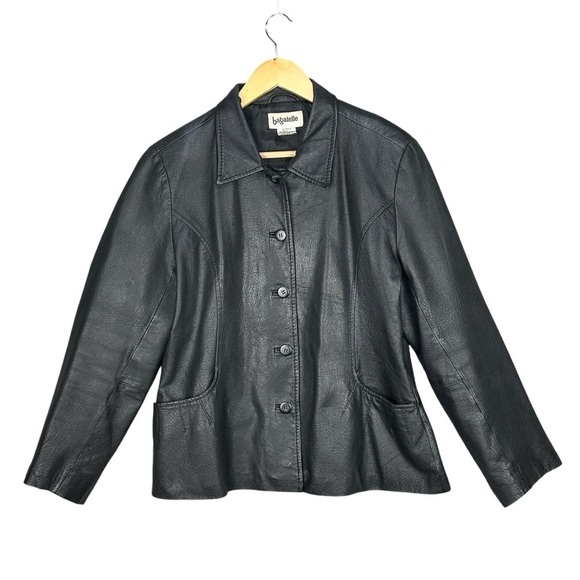 bagatelle Jackets & Blazers - Bagatelle Womens Jacket Large Black Genuine Leather Button Up Classic Overcoat